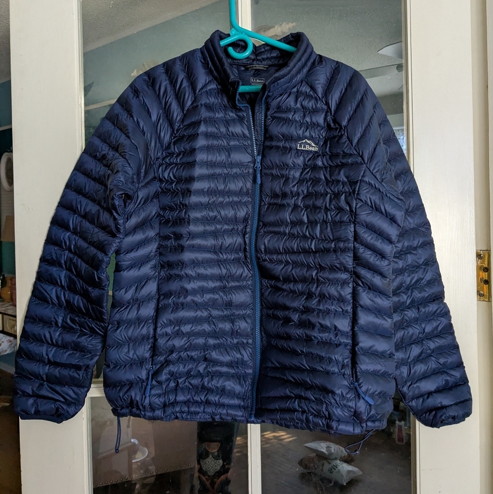 LL Bean Ultralight 850 Down Sweater Jacket Coat In Navy Night size Large Womens - Picture 3 of 8